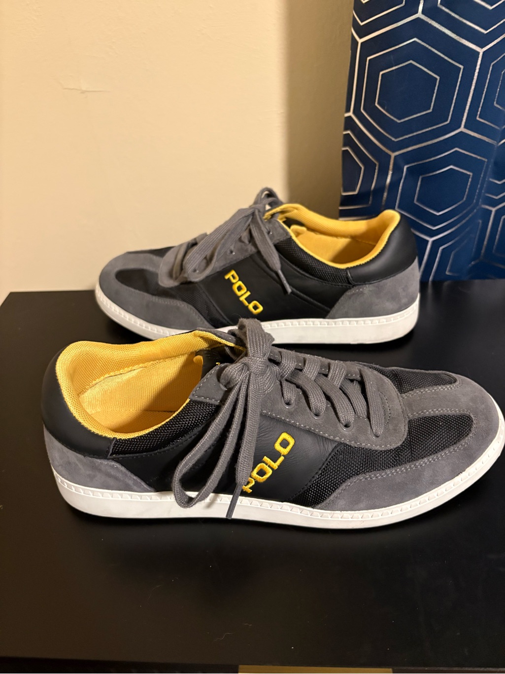 Polo By Ralph Lauren Gray And Yellow Men's Fashion Sneakers
